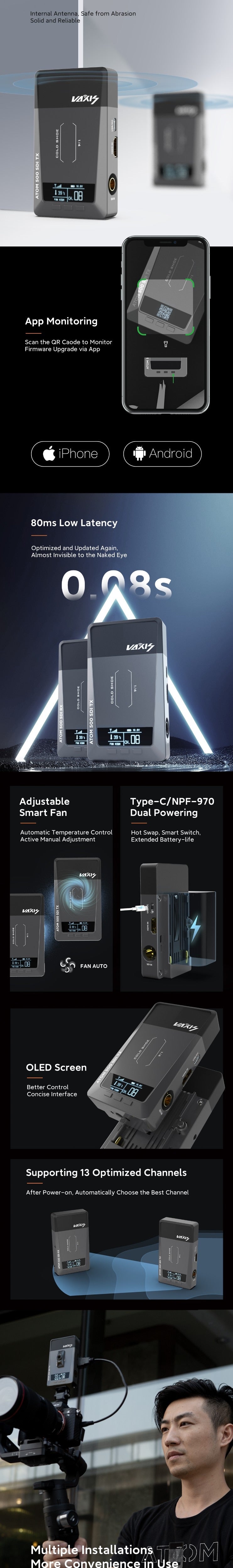 その他 Vaxis ATOM 500 SDI Amazon.com: Vaxis Atom 500 SDI[Official], Wireless Video